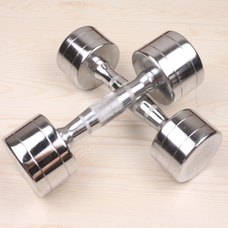 Wholesale Factory Price Dumbbell Electroplating Stainless Steel Gym Equipment Dumbbell Weight Lifting Chromed Dumbbell Set Power Training Dumbbell