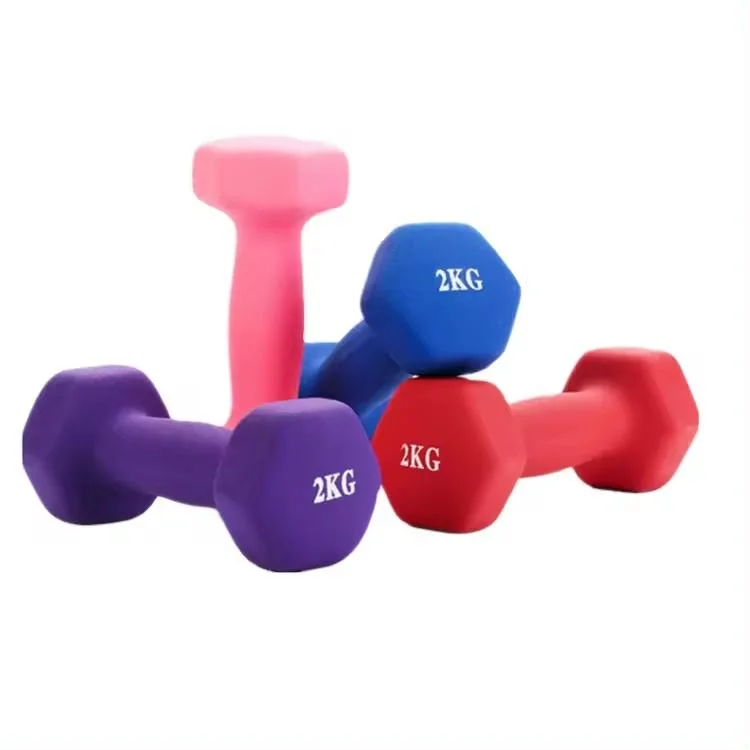 Fitness Gym Equipment PVC Coated Vinyl Dipping Hex Neoprene Dumbbell