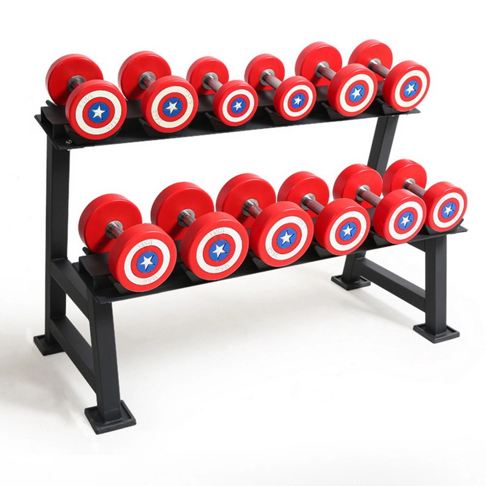 America Captain Dumbbells Wholesale PU Rubber Dumbbells 10kg Gym Weightlifting Dumbbells