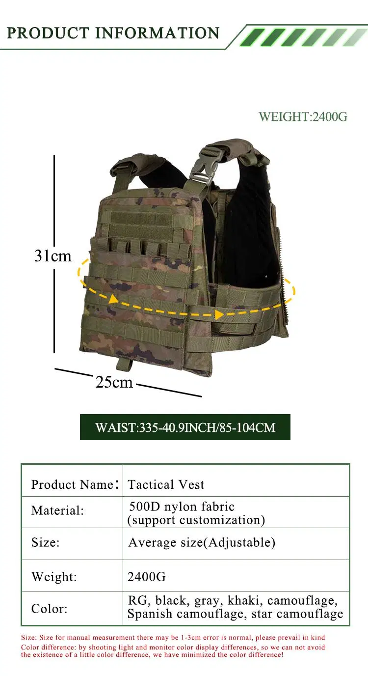 Heavy-Duty Camo Combat Molle Functional Training Weighted Weight Plate Carrier Military Style Tactical Vest