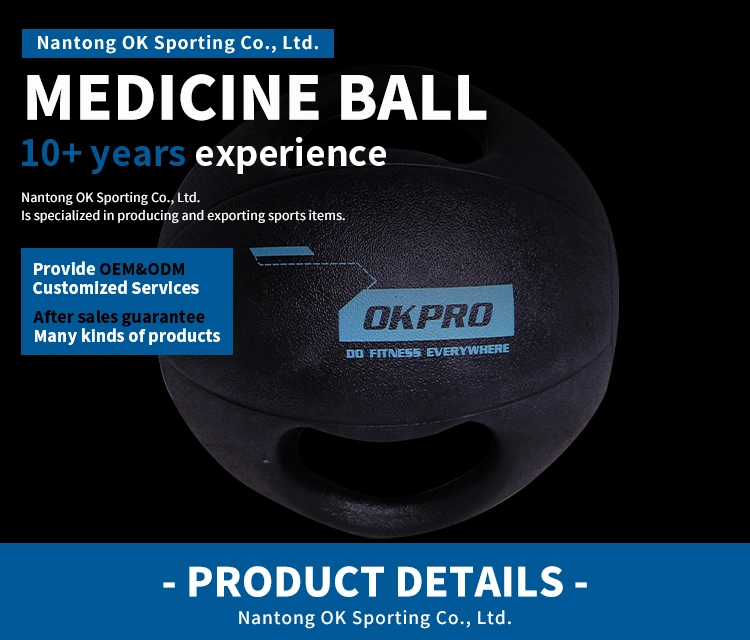 Okpro Customized Logo Fitness Equipment Weight Training Rubber Double Grips Medicine Balls