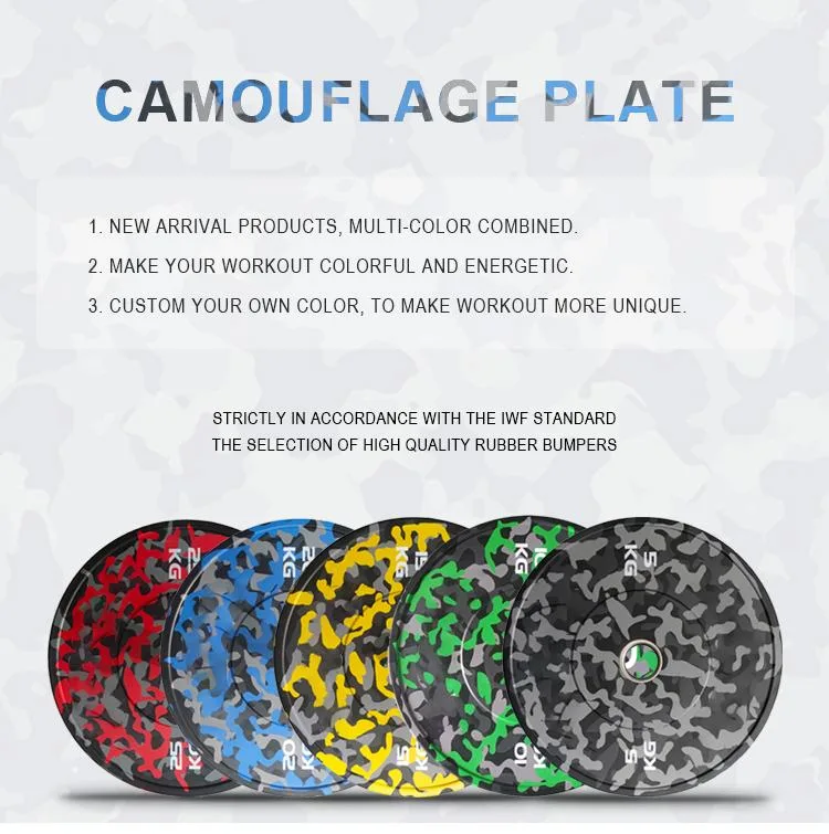 Home Gym Commercial Use New Arrival Weight Plate Camo Bumper Plate