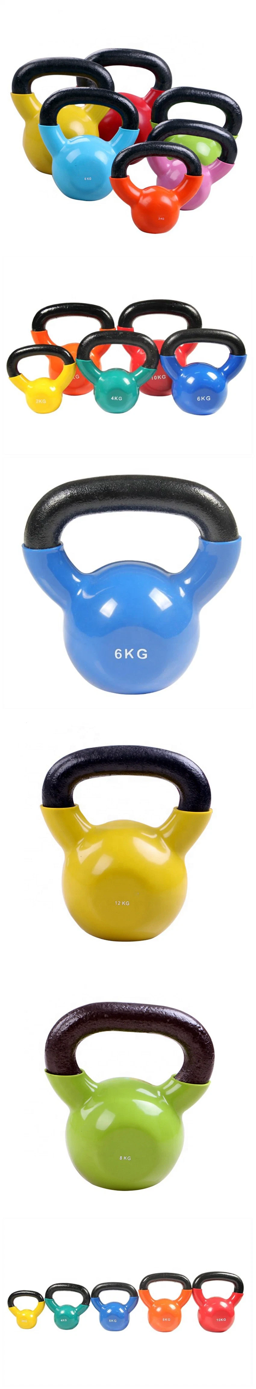 Custom Colorful PVC Dipping Coated Vinyl Color DIP Plastic Gym Power Block Kettlebells Cast Iron Competition Kettlebell