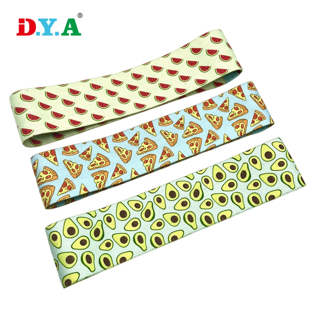 Heavy Duty Sublimation Printing Leg Hip Workout Resistance Band Latex Anti Slip Fabric Fitness Booty Loop Band