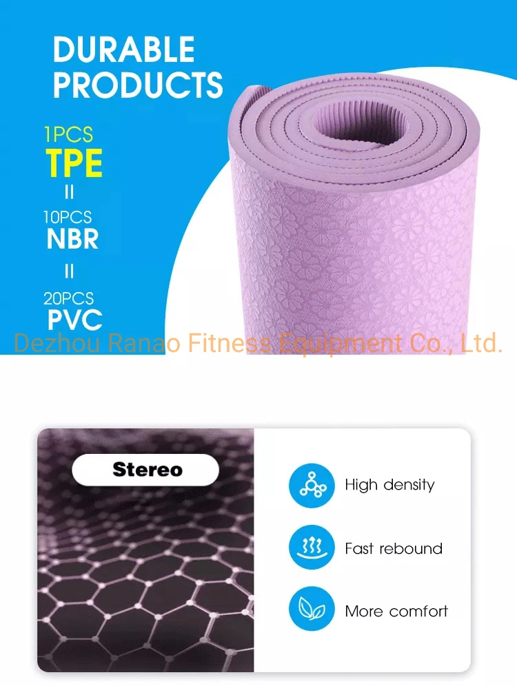 Professional Custom Design Size Print Exercise Pad Yoga Mate Fitness Eco Friendly Non-Slip 6mm TPE Yoga Mat