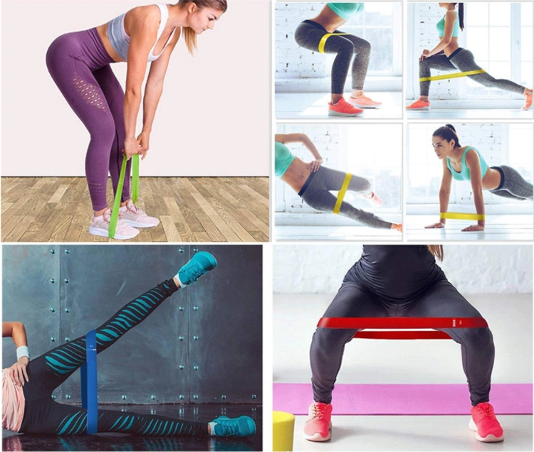 5 Colors Custom Print Logo Fitness Equipment Natural Latex Resistance Exercise Stretch Loop Mini Band Kit