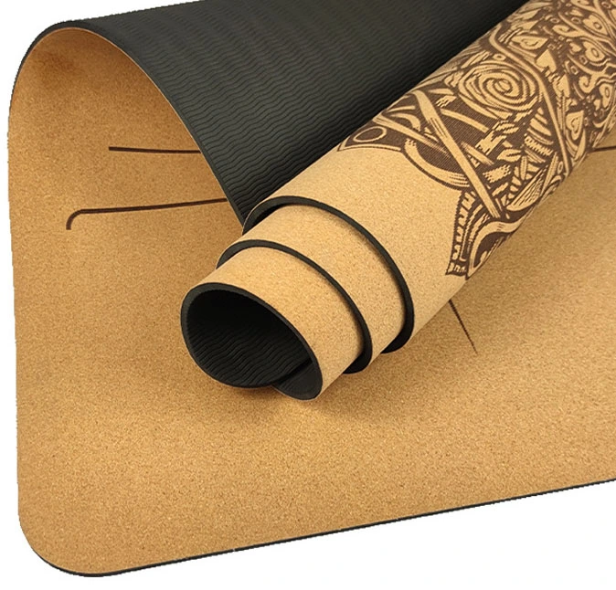 TPE &amp; Cork Yoga Mat, Natural Sustainable Great for Hot Yoga, Pilates