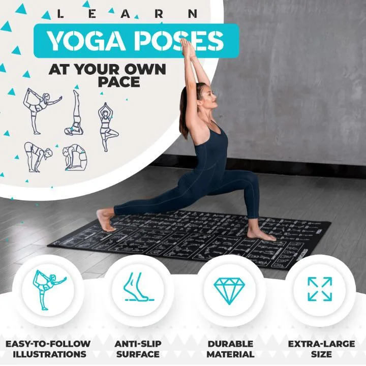 Wide Non Slip Poses Printed Women Men Beginners Exercise Workout Yoga Mat