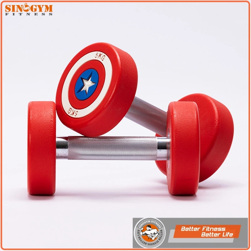 Captain America PU Coated Knurling Grip Dumbbell