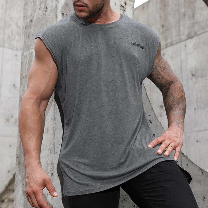Bodybuilding Stringer Solid Black Tank Top Cotton Man Sport Gym Weights Vest