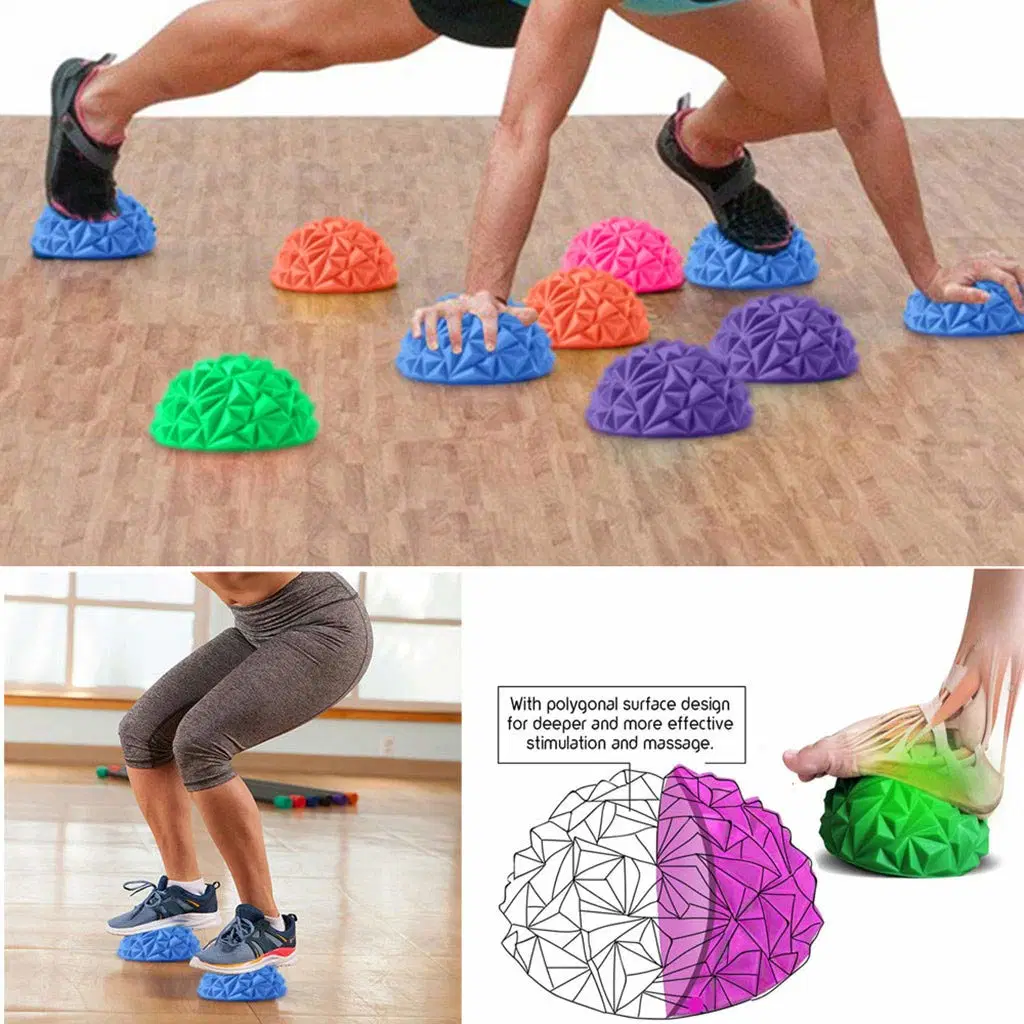 Massage Ball Balancing Pods Polygonal Design Half Round Yoga Balance Massager Ball for Children and Adults Fitness Exercise Gym Pods Wbb13024