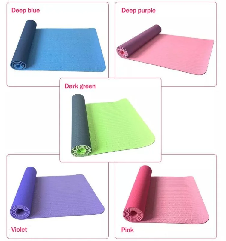 Yoga Mat with Body Alignment Certified TPE Material Textured Non Slip Cushioning 72&quot;X 26&quot; Thickness 1/4&quot;