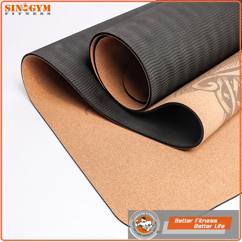 Color Print or Silk Print Cork TPE Yoga Exercise Mat