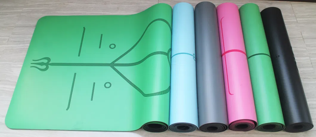 Custom Alignment Body Line Antiskid PU Yoga Mat Eco Laser Logo Soft Fitness Sport Leather Yoga Mat