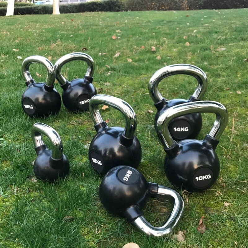 Hot Sale Gym Encapsulation with Rubber Custom Logo Black Rubber Steel Kettlebell