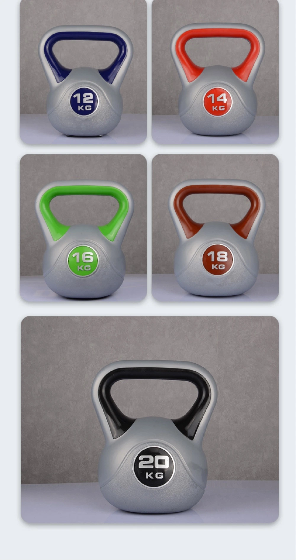 Kettlebell Vinyl Weight Set for Unisex, Multi-Color Kettle Bell Training Provides Full Body Fitness Wbb18358