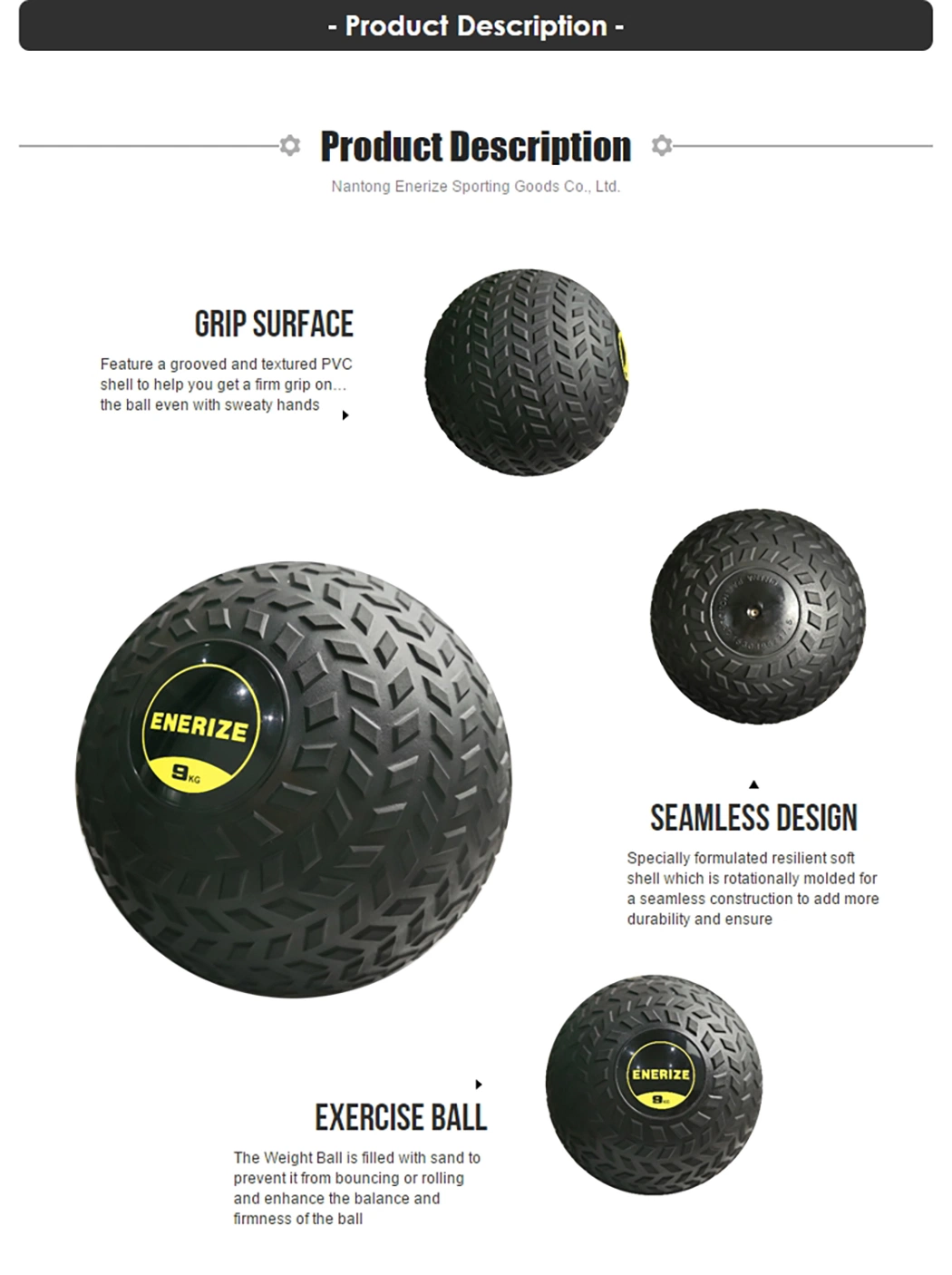 Hot Sale New Design Bodybuilding Gym Exercise PVC Sand Slam Ball