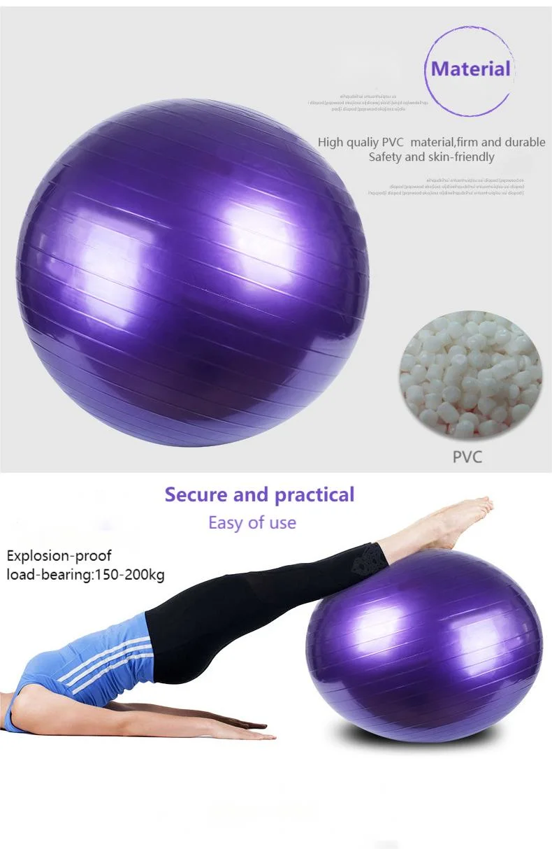 Custom Black PVC High Quality Yoga Ball 45cm 55cm 65cm 75cm 85cm 95cm Eco-Friendly Exercise Pilates Gym for Fitness