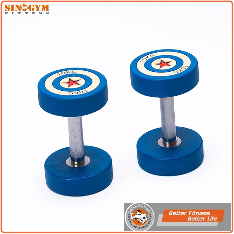 Captain America PU Coated Knurling Grip Dumbbell
