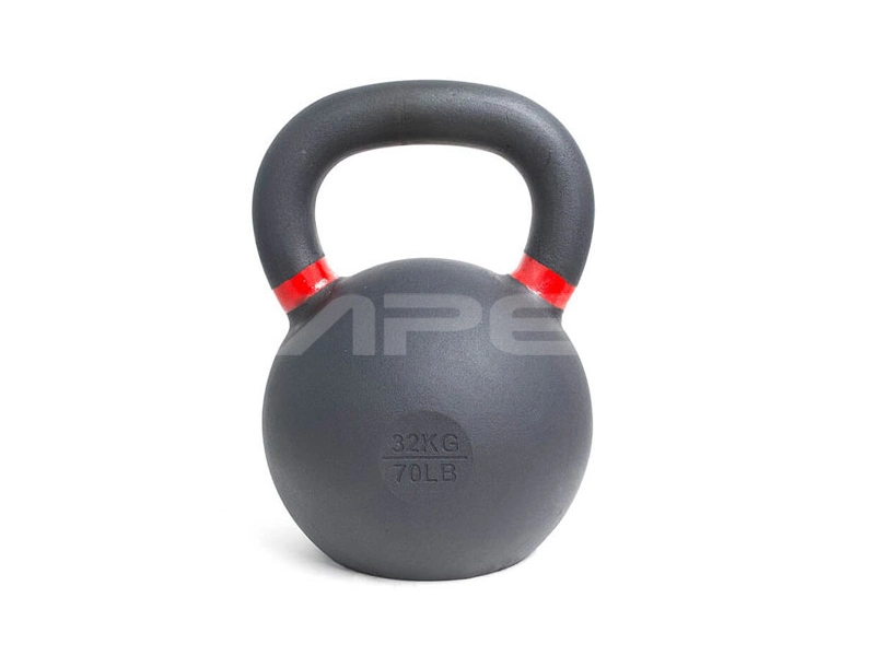 Black Powder Coated with Color Bands Cast Iron Kettlebell