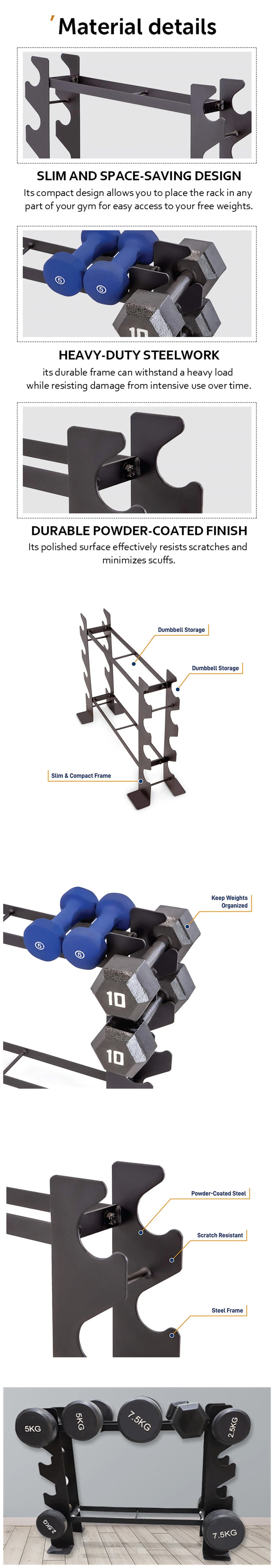 Home Use Free Weight Stand Gym Dumbbell Set Rack Multilevel Weight Storage Space Saving Dumbbell Stand