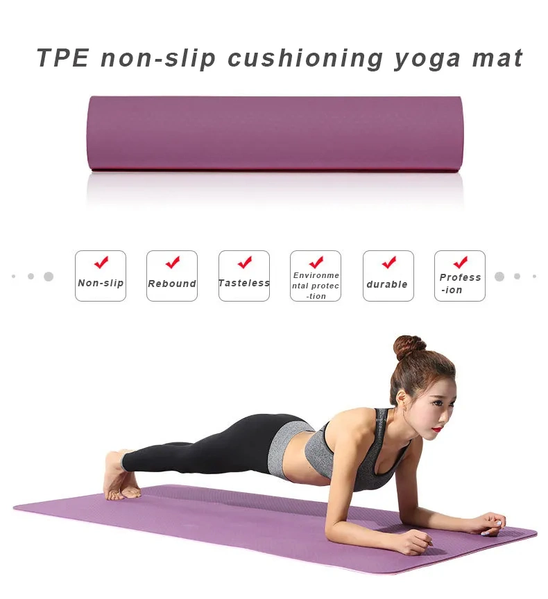 6mm Home Use Pilates Eco Non Slip Esterilla Yoga Exercise Equipment TPE Yoga Mat
