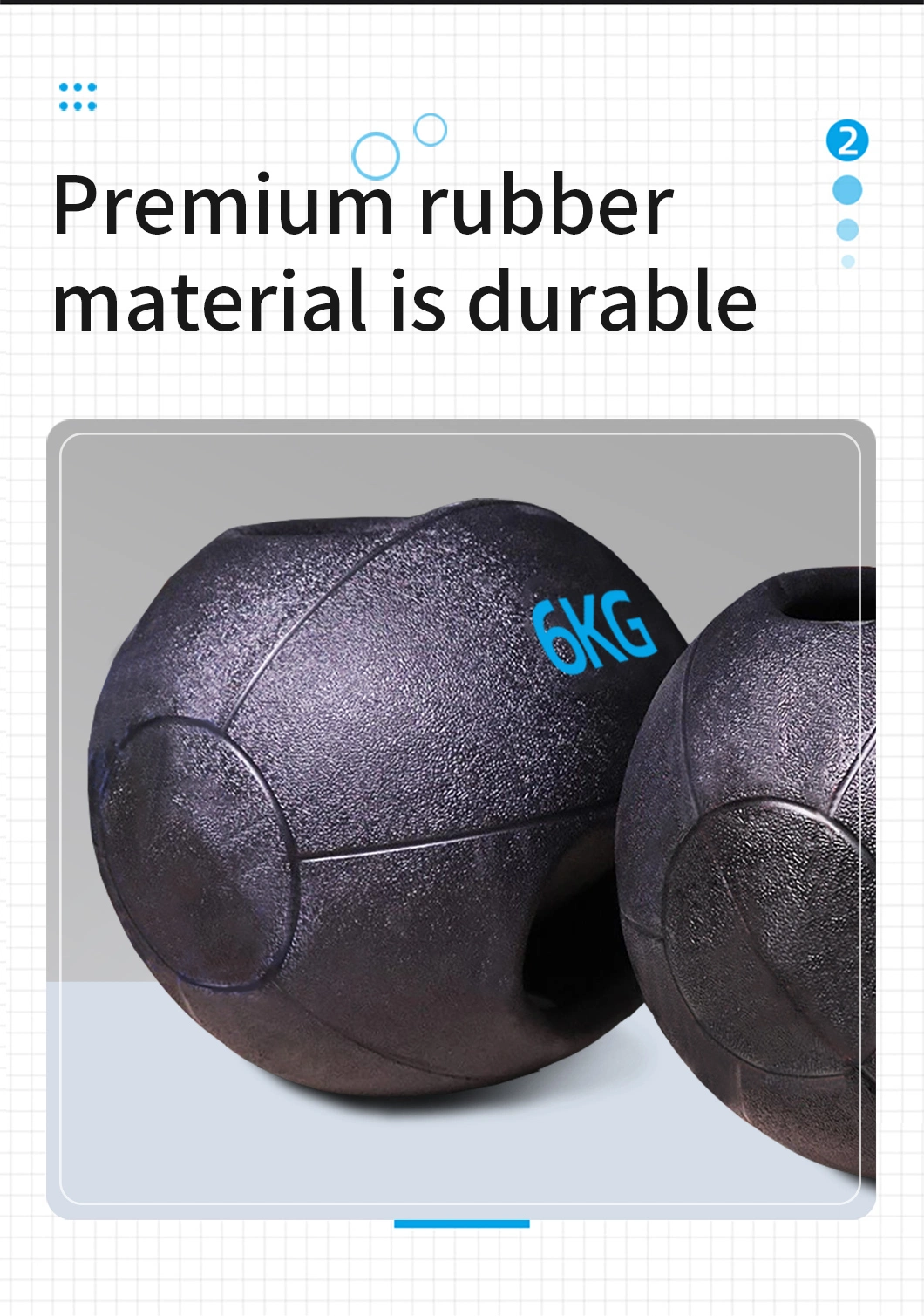 Rubber Medicine Ball with Dual Grip Exercise Weight Ball for Strength Training