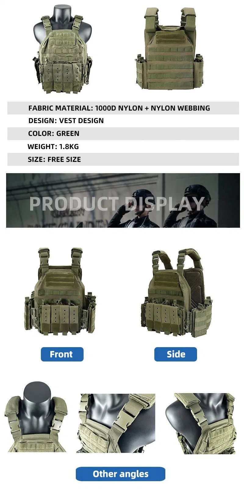 Many Colors Army Equipment Bulletproof Plate Carrier Tactical Vest for Outdoor Training