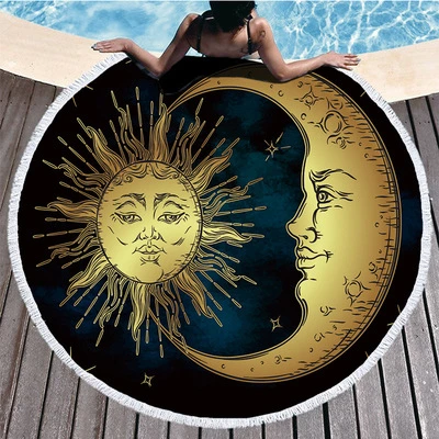 Round Cover-up Bath Towel Lotus Bohemian Yoga Mat Blanket