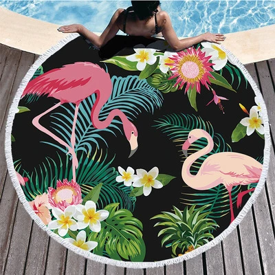 Round Cover-up Bath Towel Lotus Bohemian Yoga Mat Blanket