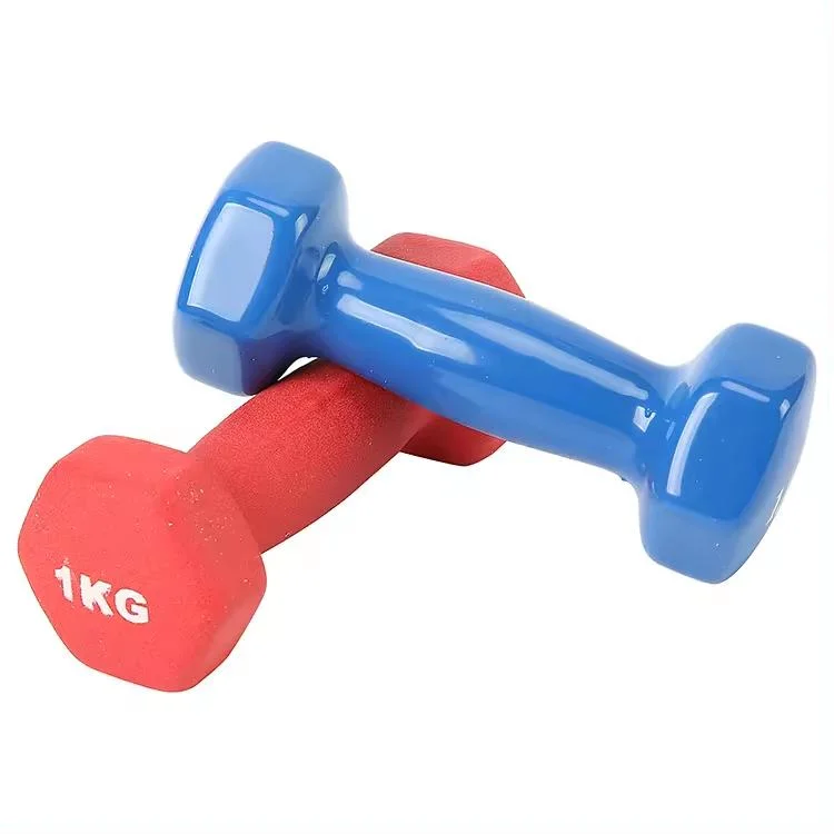 Fitness Gym Equipment PVC Coated Vinyl Dipping Hex Neoprene Dumbbell