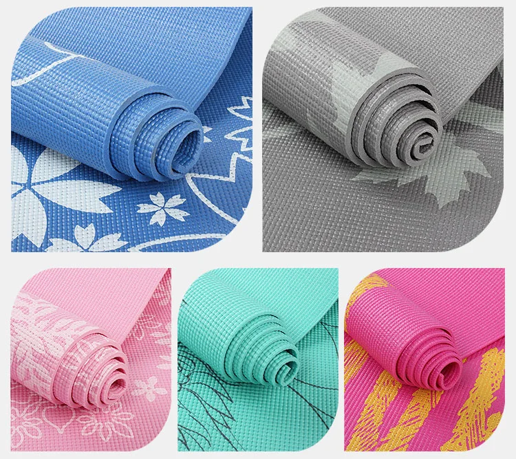 Colourful PVC Custom Printed Yoga Mats, White PVC Yoga Mat, Gym Floor Mat