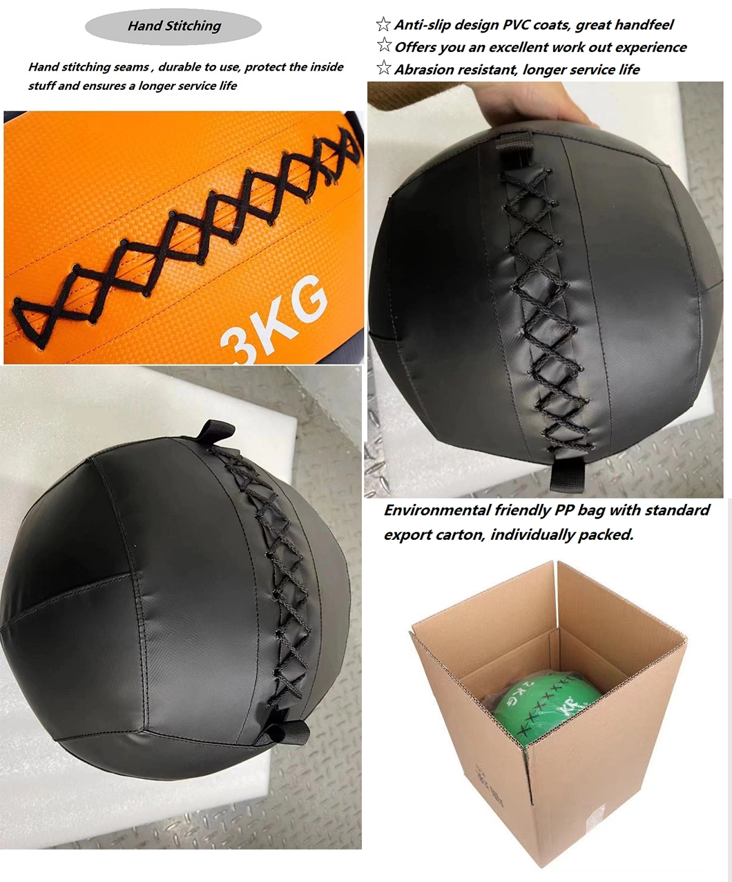 Economic PVC Leather Soft Medicine Wall Ball for Weight Training