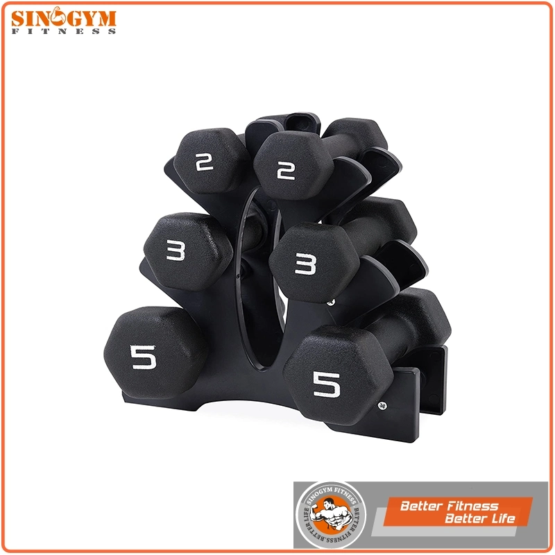 PVC Vinyl Dipping or Neoprene Coated Dumbbell Set with Storage Rack