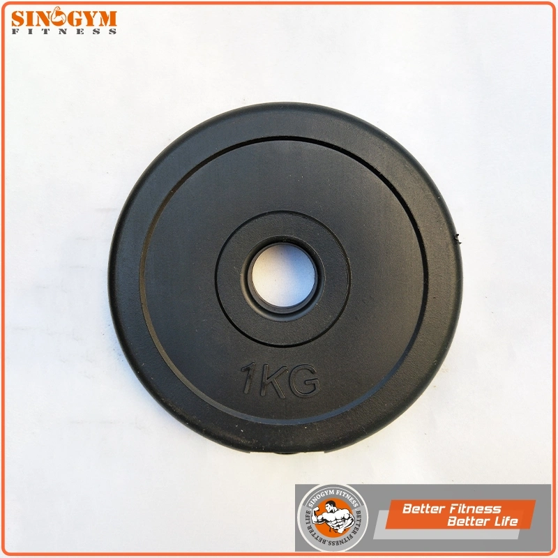 Black Plastic PE Cement Dumbbell Weight Plate