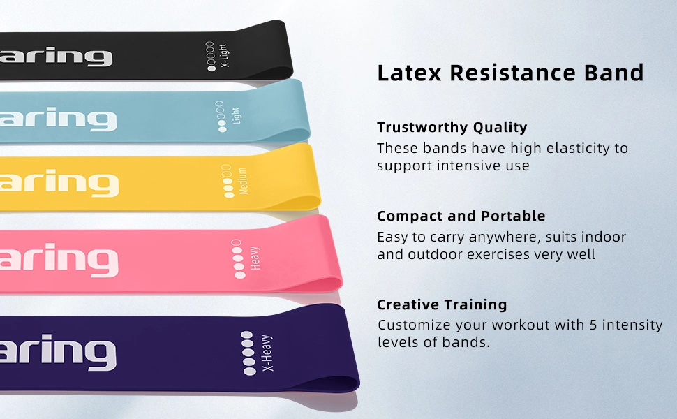 Sincare Latex or TPE Resistance Exercise Band Custom Logo 5 Level Resistance Band Loops