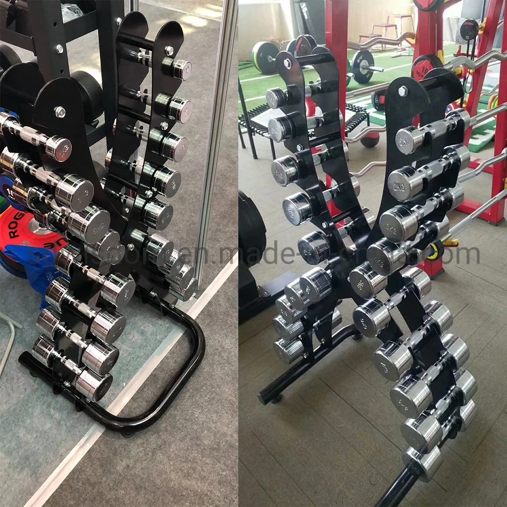 Commercial Gym Equipment Fitness Used X Shape Small Vertical Electroplating Dumbbells Rack for 10 Pairs