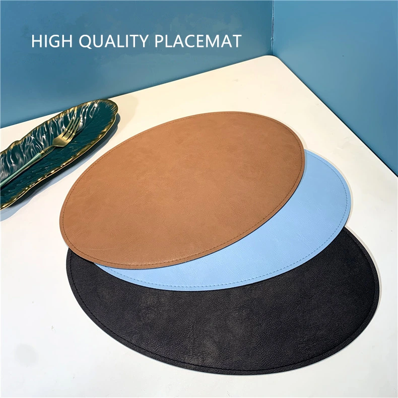 Custom Logo Eco Friendly Vinyl Leather Placemats Round Dining Table Mats
