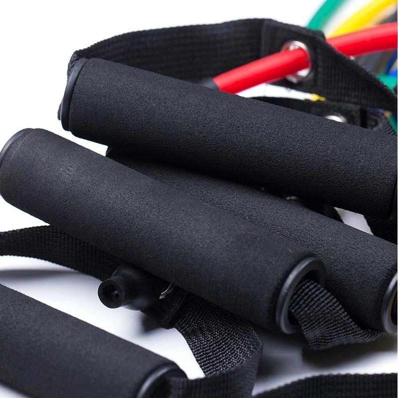 11PCS Elastic Latex Yoga Pull up Rope Gym Exercise Workout Fitness Resistance Tube Bands Set