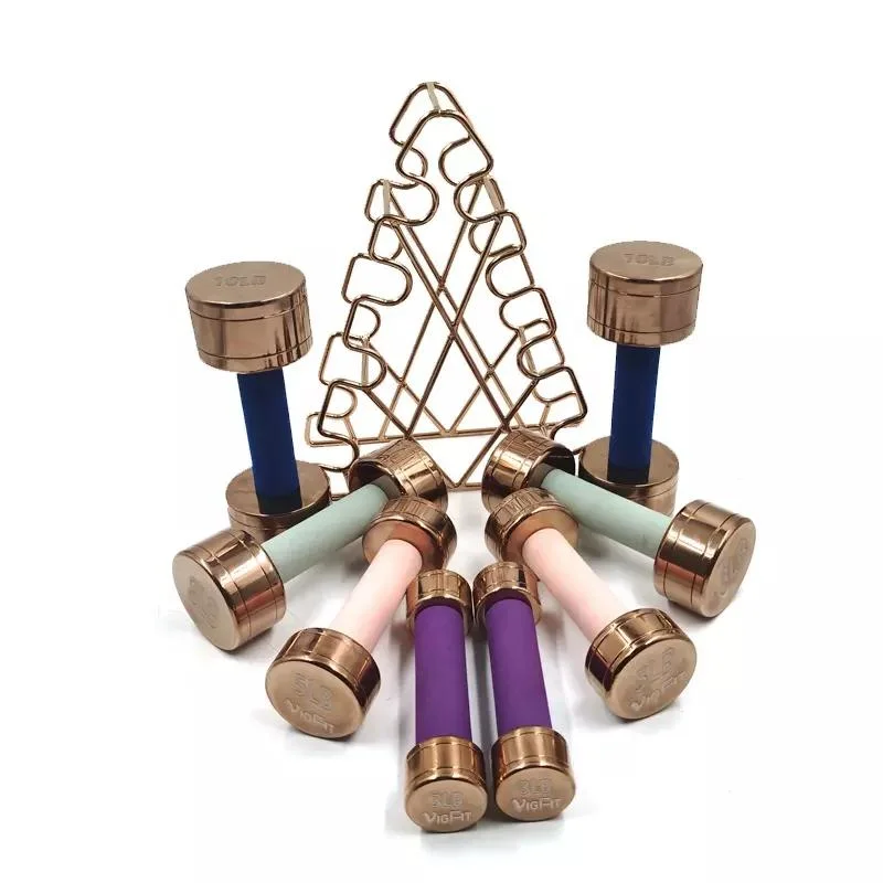 Dynamic Lifting Rose Gold Chrome Steel Dumbbells