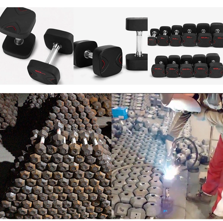 Wholesale New Popular Gym Fitness Functional Training Equipment Square PU Urethane Dumbbells