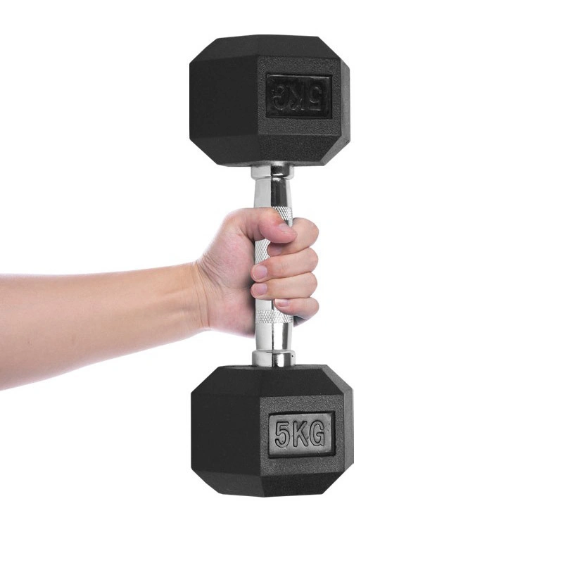 Factory Custom Wholesale Gym Fitness Equipment Rubber Hex Dumbbell