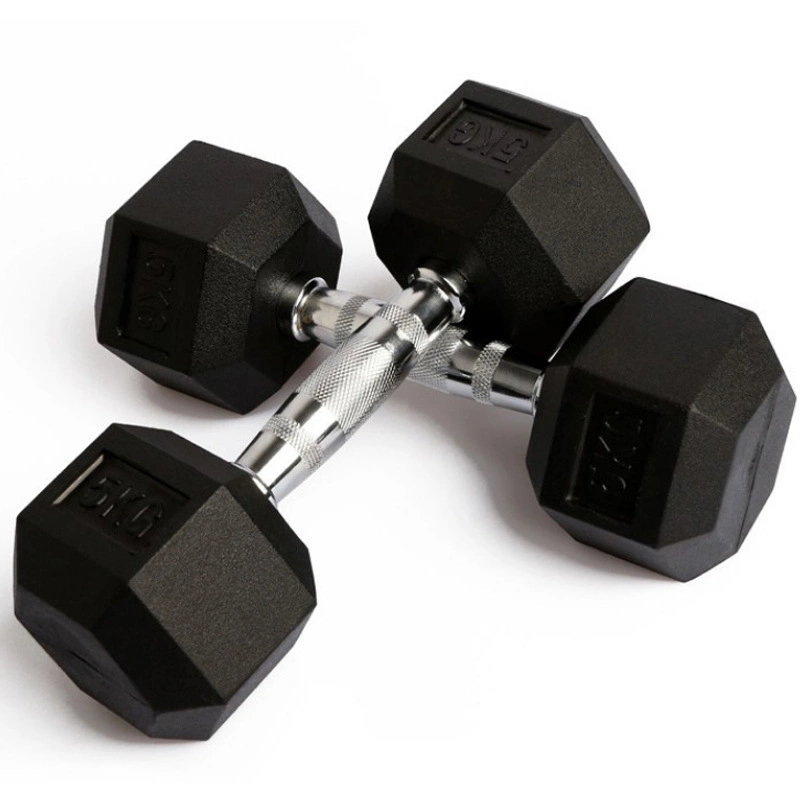 Factory Custom Wholesale Gym Fitness Equipment Rubber Hex Dumbbell