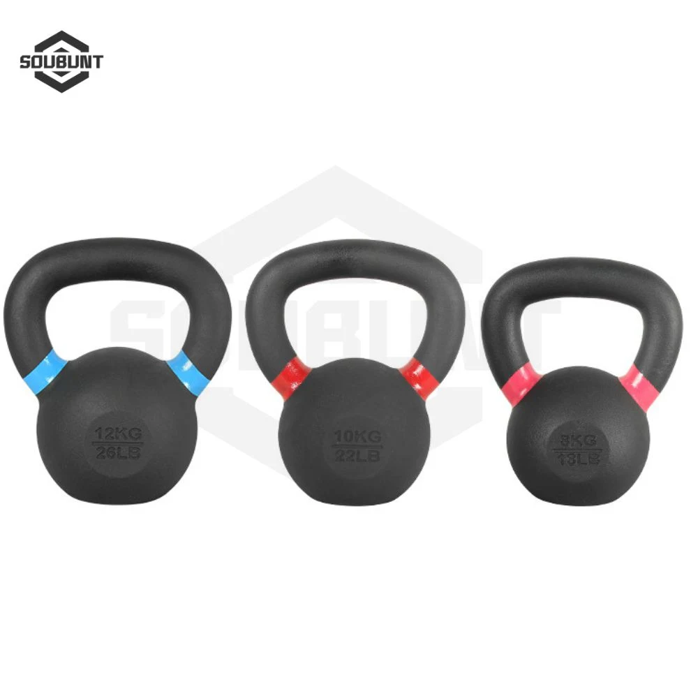 Strength Training Electrostatic Spray Coating Film-Coated Sand-Cast Iron Colorful Handles Kettlebell