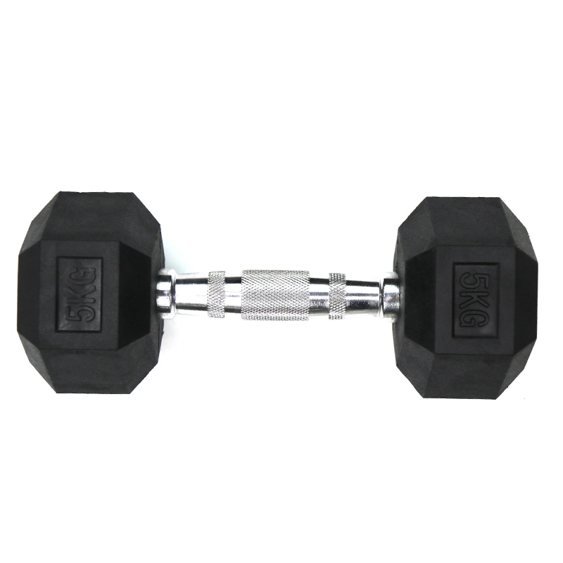 Black Rubber Coated Hex Dumbbell