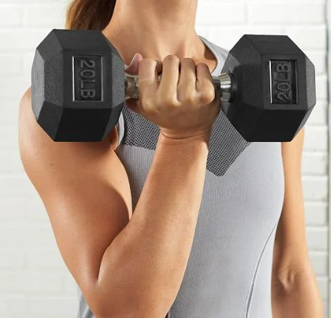 Basics Rubber Encased Hex Hand Weight 20 Lb Dumbbell