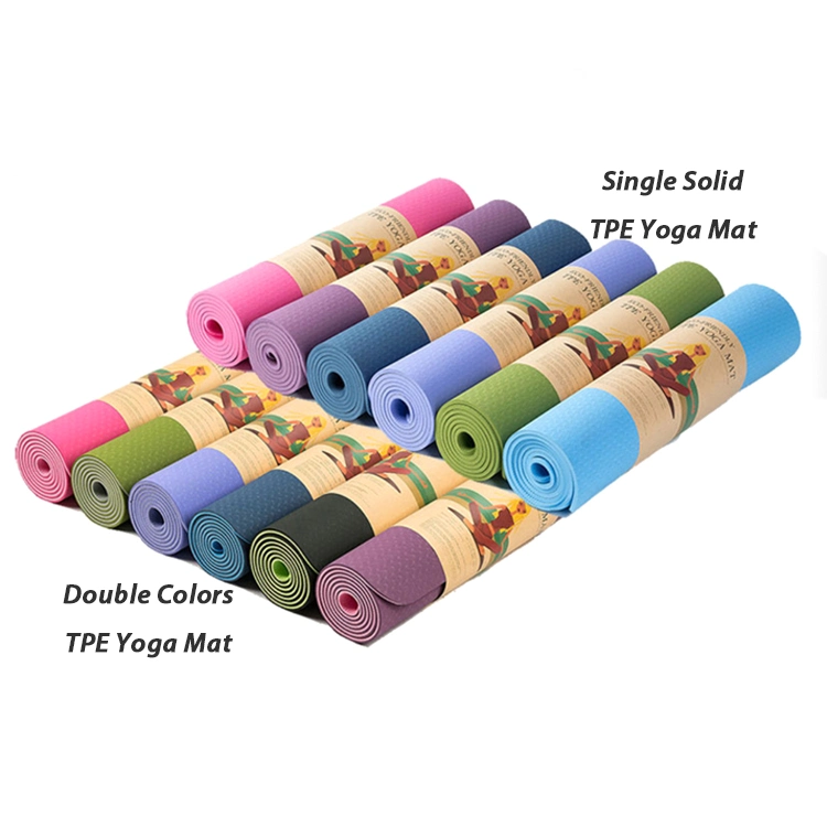 Wholesale Eco Friendly Double Color Home Gym Workout Mat, Promotional 6mm Fitness Exercise Non Slid TPE Yoga Mats, Sports Equipment Manufacturer