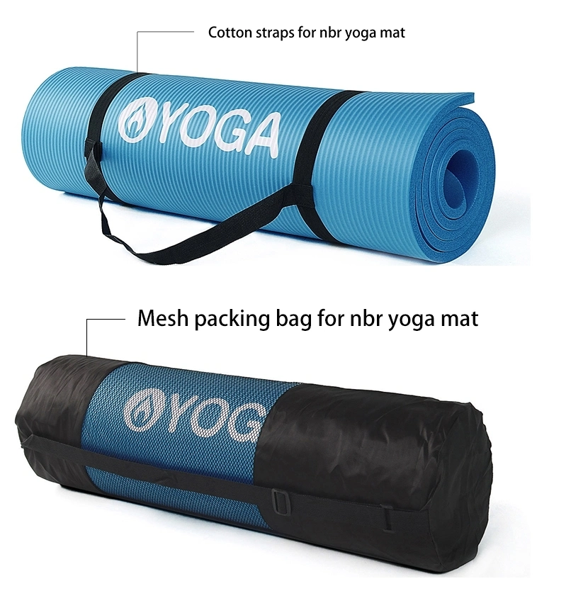 NBR Yoga Mats 10mm Thickness, Exercise Mats with Carry Strap