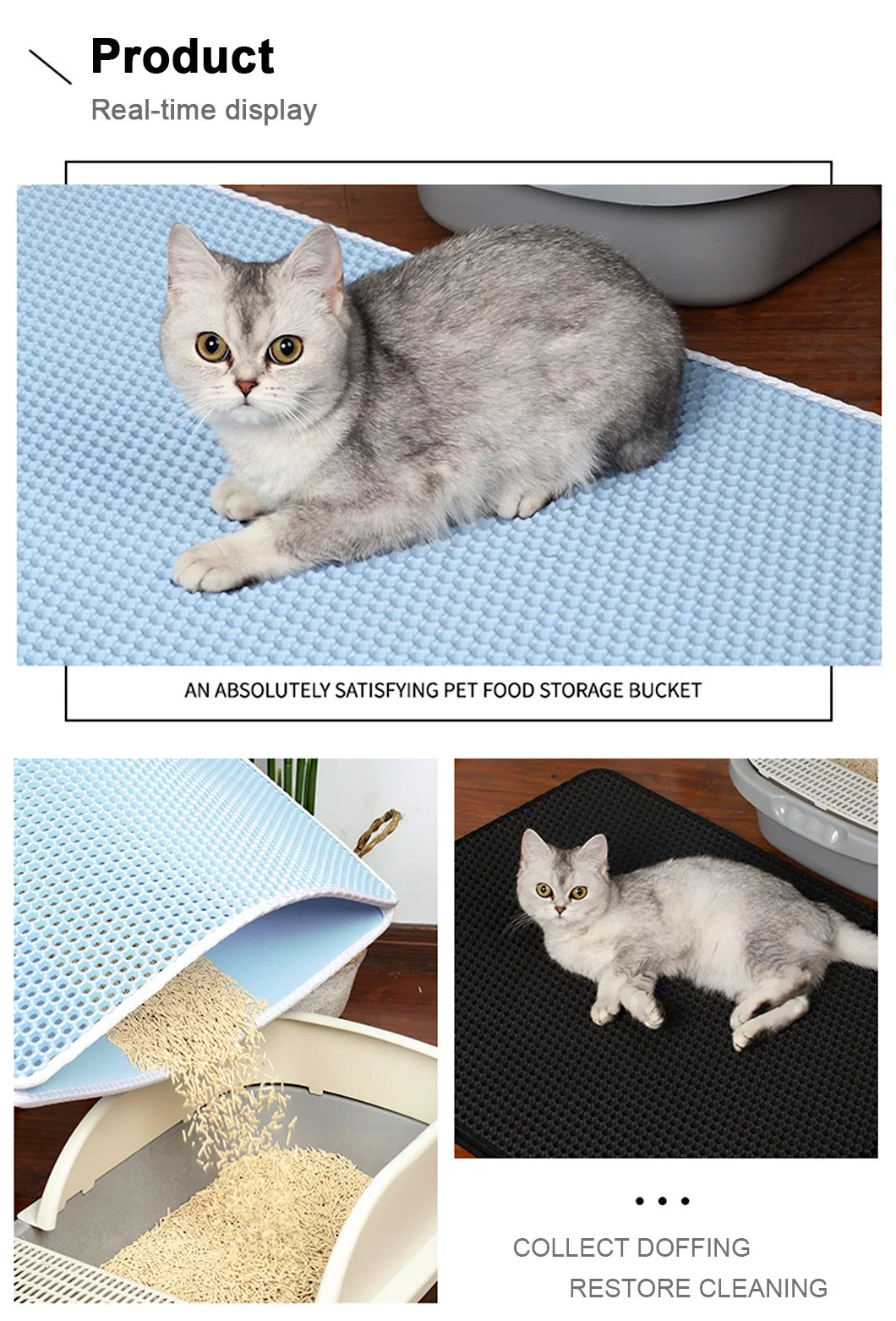 Amazon Best Selling Scatter Control Double Layer Pet Mat EVA Cat Litter Mat with Handles for Kitty Behavior Training