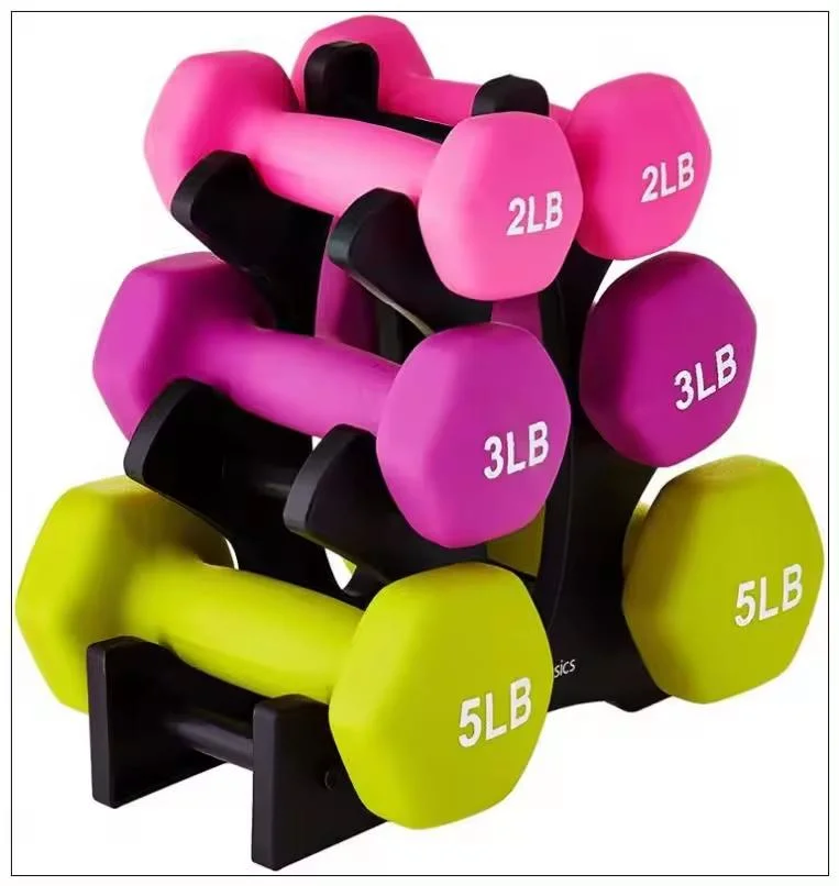 Hex Neoprene Gym Use Fitness Free Weight PVC Coated Rubber Yoga Dumbbell for Women